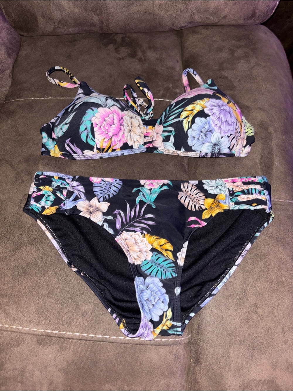 Floral Black Women's Bikini Set